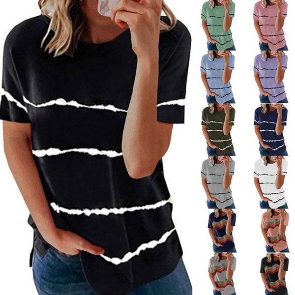 

women's t-shirts fashion oversized t shirt striped loose printed o-neck women clothing big size s-5xl t-shirt, White