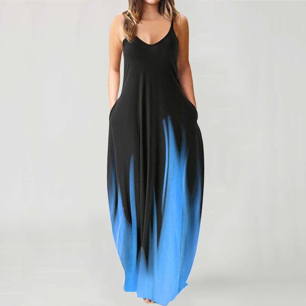 

casual dresses #l5 sleeveless for women long summer dress 2021 sundress spaghetti strap loose floor-length robe femme, Black;gray
