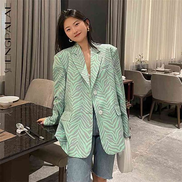 

green zabra blazer women's spring autumn notched large szie single breasted long sleeve suit coat female 210427, White;black