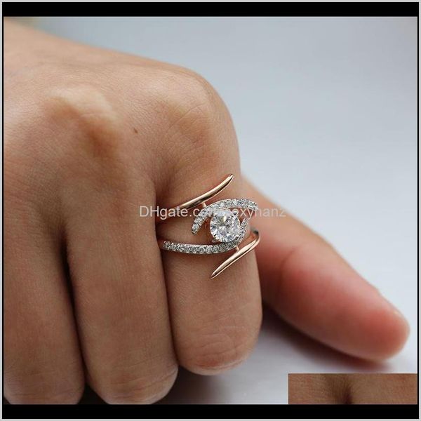 

cluster cubic zirconia diamond separation ring for women engagement wedding rings fashion jewelry will and sandy gift 5hnpv 3zrxl, Golden;silver