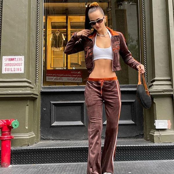 

fitness tracksuit letter velvet women tracksuits coat pants 2 two pieces sets striped comfortable activitywear, Gray