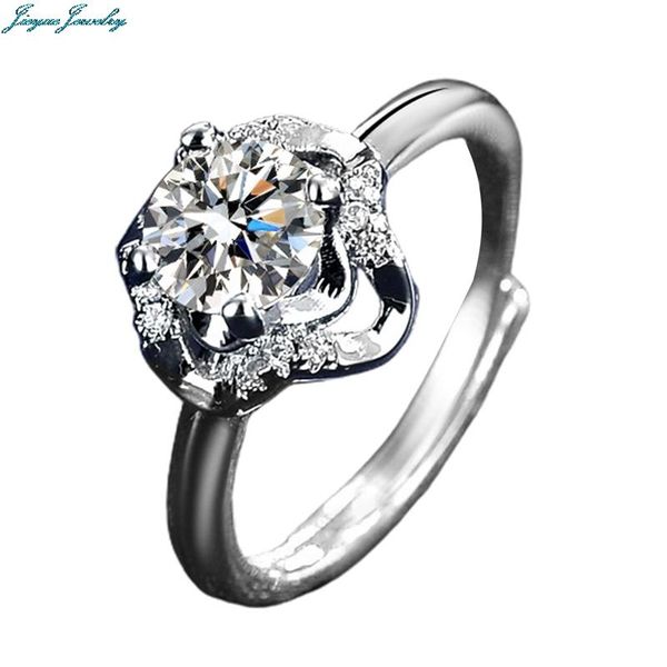 

wedding rings 2021 fashion hearts & arrows zircon european and american simple personality moissanite six prong ring jewelry, Slivery;golden