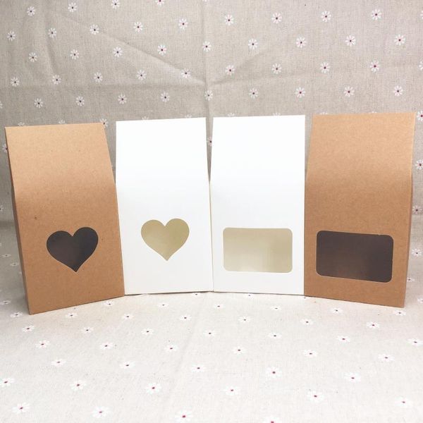 

gift wrap 8 pcs 2 sizes quality packaging kraft paper stand up bag food square window box bags of nuts/tea/cake/cookies/coffee