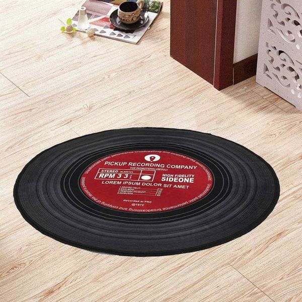 

carpets 60/80/100/120cm round carpet rugs 3d record printed floor mat for bedroom living room anti slip home decoration
