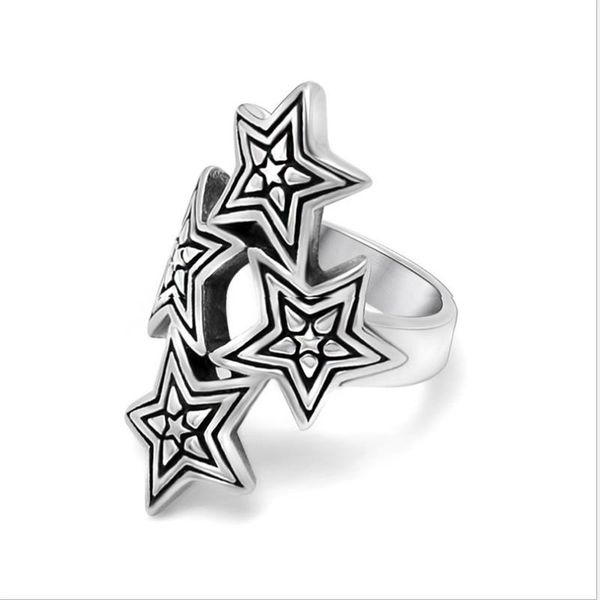 

big pentacle pentagram style mens rings titanium steel vintage rock punk classic fashion party biker jewelry wedding, Slivery;golden