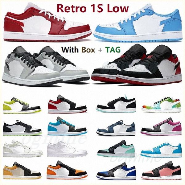 

[with box] low 1 1s men basketball shoes varsity red paris shadow unc tropical brown outdoor sports sneakers mens trainers womens woman shoe