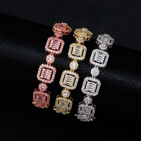 

hip hop 12mm personality miami cuban chain bracelet iced out cz cuban chain link bracelets bangle vintage jewelry for men women, Black