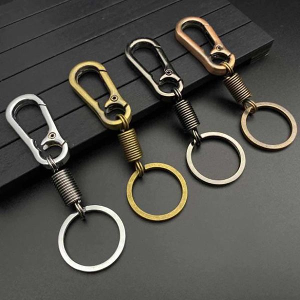 

keychains 1pcs anti-lost buckle spring gourd belt clip loop stainless steel retractable key chain men fashion car keychain, Silver
