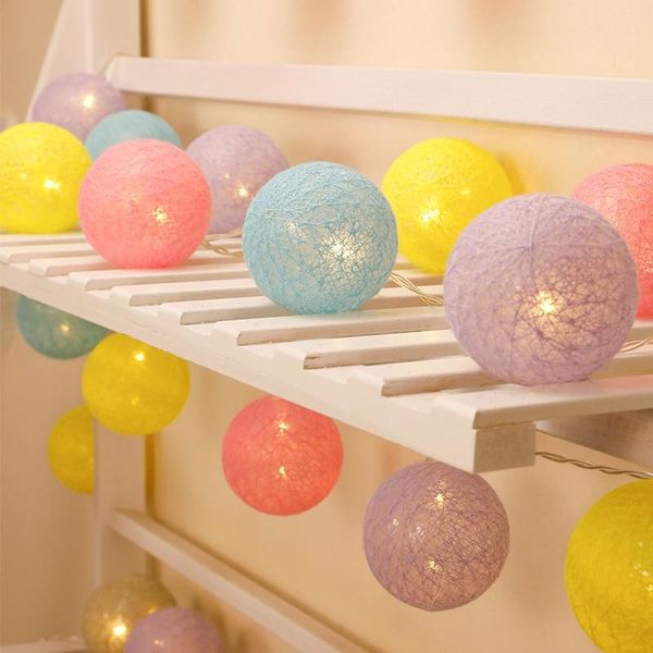 

strings christmas decorations cotton balls 20 led 2.2m string lights garlands fairy holiday battery operated wedding decor