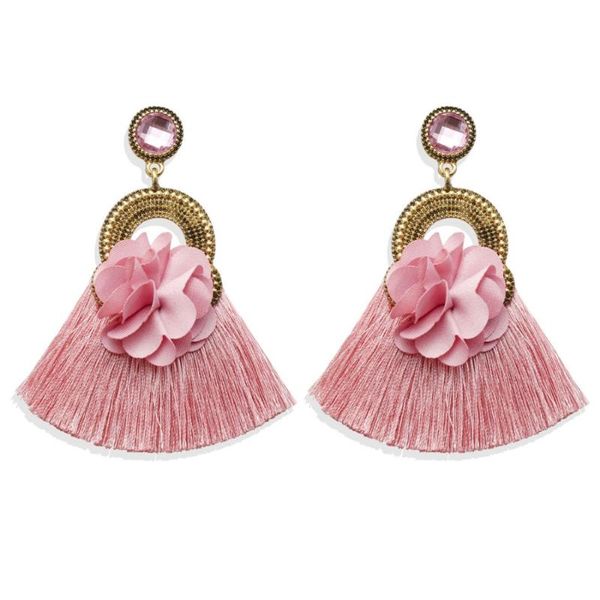 

stud hesiod women tassel earrings crystal rhinestone circle for vintage flower ribbon bincos valentine day gifts, Golden;silver