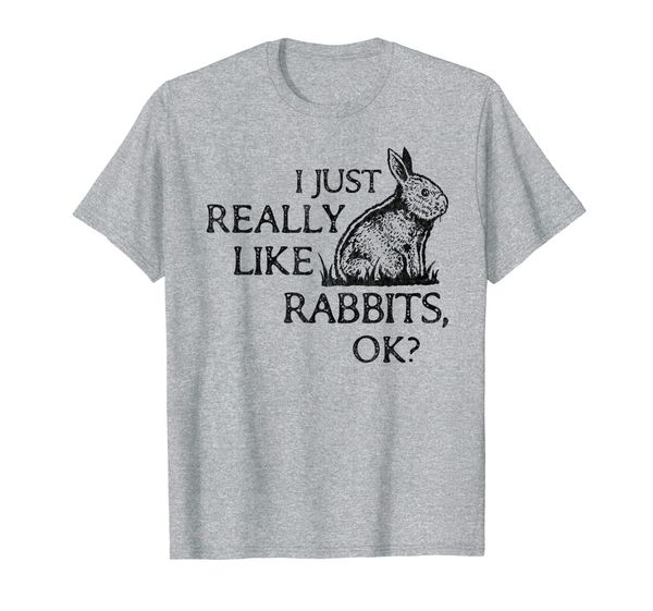 

i just really like rabbits ok - funny bunny t-shirt, White;black
