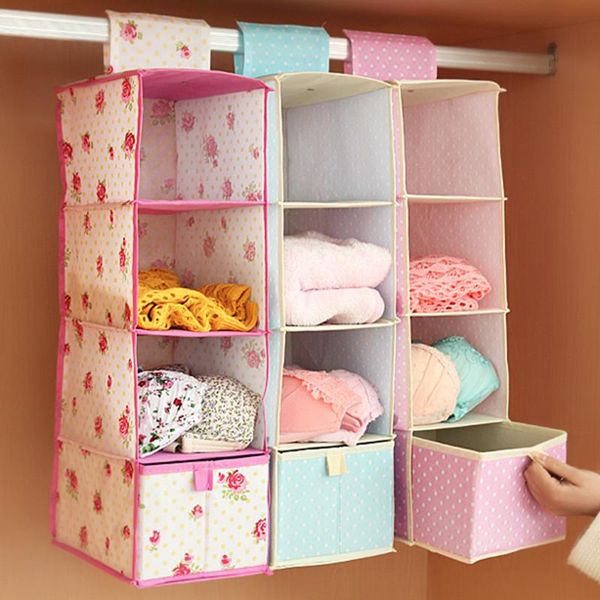 

set korea wardrobe hanging storage bag with drawer multilayer organizer for clothes home decor boxes & bins