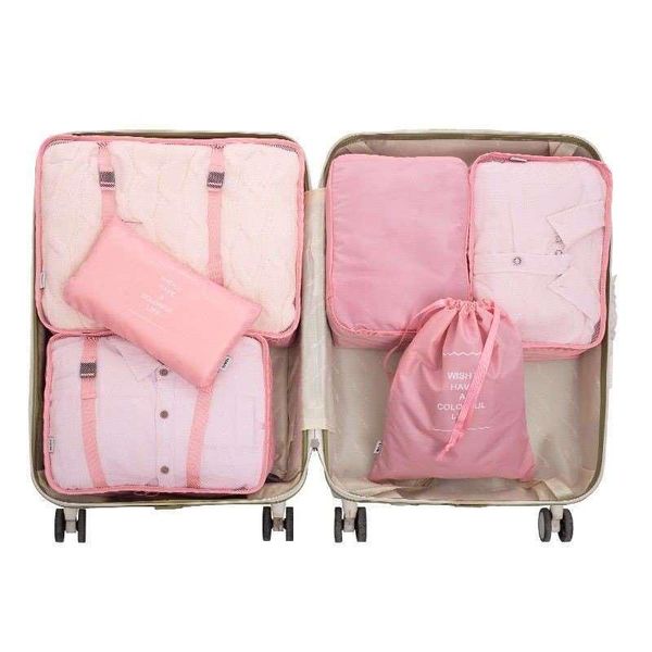 

duffel bags travel storage six sets of clothing classification bag nylon waterproof large capacity portable luggage