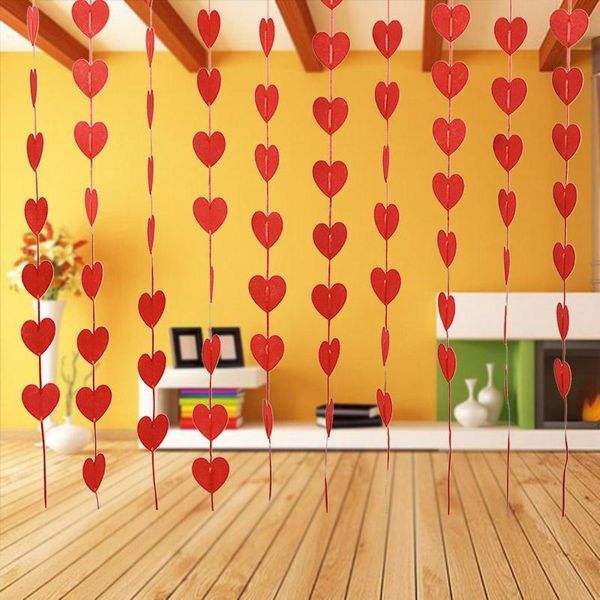 

party decoration 5sets(80pcs)heart garland with rope charm diy curtain felt non-woven romantic wedding marriage room layout