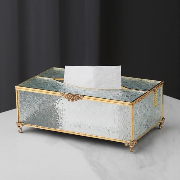 

tissue boxes & napkins nordic glass box home decoration living room dining table holder bedroom copper strip with cover