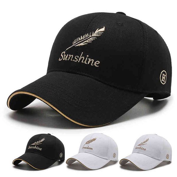 

hats caps spring and summer hat men's women's korean travel sun shading feather baseball embroidered letter wheat duck, Blue;gray