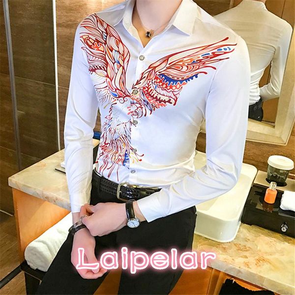 

autumn shirt men fashion angle print slim fit mens shirts long sleeve brand clothing casual party social sale men's, White;black