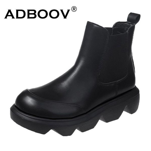 

boots adboov fashion pu leather ankle women shoes paltform fur linling, Black