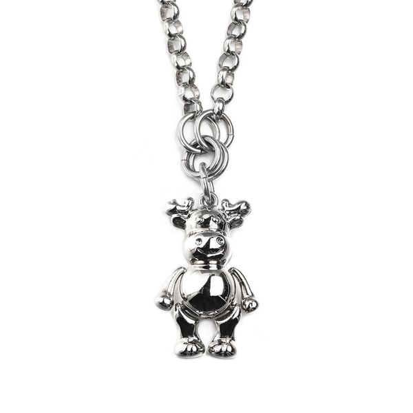 

chains fashion simple sweater chain hip hop all-match titanium steel necklace male couple pendant, Silver