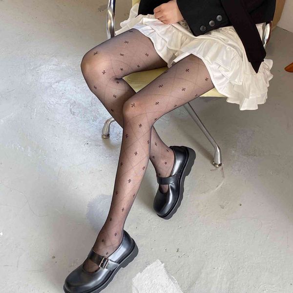 

pattkin black silk gentle fairy grid clover lace jacquard white panti bottom stockings female spice girl, Red;black