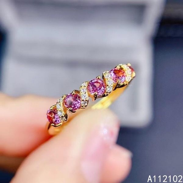 

fine jewelry 925 sterling silver inlaid natural garnet girl fashion ring chinese style support test cluster rings, Golden;silver