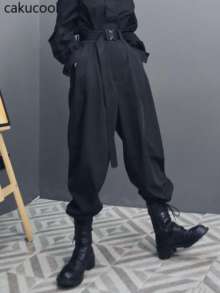 

cakucool high waist overalls radish pants 2021 autumn feet nine points trousers women's & capris, Black;white