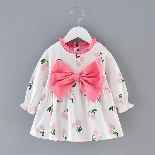 

toddler baby girls dress long sleeve ruffles fruit print bowknot princess costume girl clothes ropa bebes#45 girl's dresses, Red;yellow