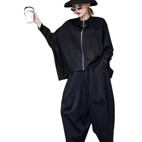 

women's tracksuits 2021 coat and pants two piece set women autumn plus size black full length pant & suit sets 2 outfit lt474s50, Gray