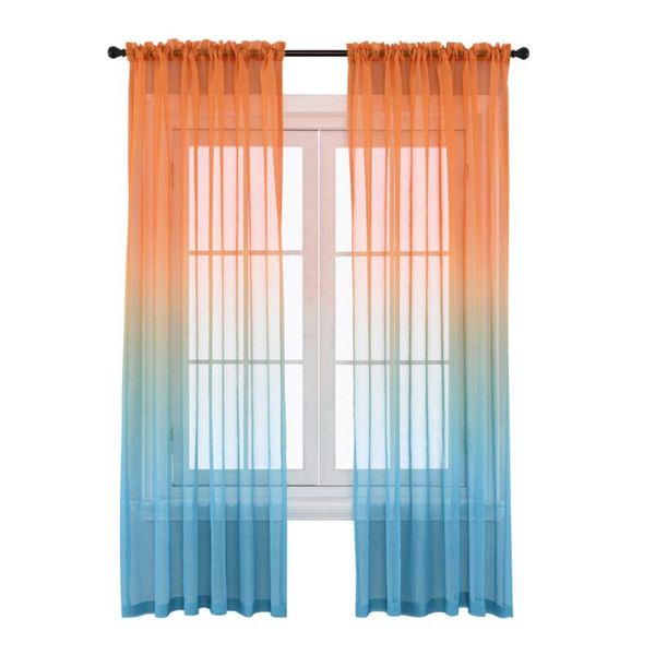 

curtain home decoration modern color curtains gradient screens balcony blackout gauze for room drop & drapes