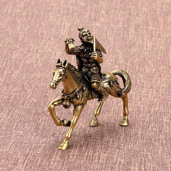 

decorative objects & figurines pure copper monkey riding horse statue miniature home desk feng shui ornaments crafts decor bring good luck a