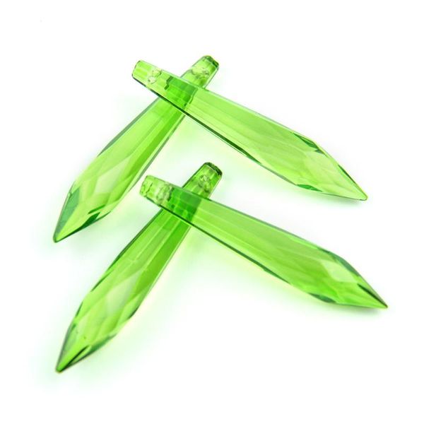 

crystal icicle prism chandelier pendants u-drop 63mm multi-faceted light green 20pcs for restaurant lighting decoration