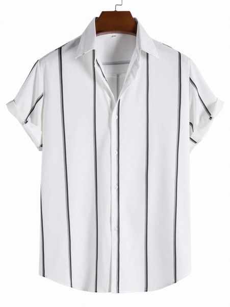 

men vertical striped button up shirt 67bd#, White;black