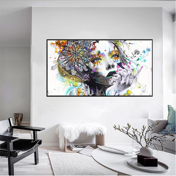

graffiti street art decorative painting flower and girl wall art prints on canvas prints posters unframed pictures