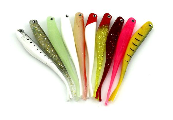 8pcs / saco 130mm 8g iscas de pesca suaves para o mar sem-fim colorido do equipamento de texas