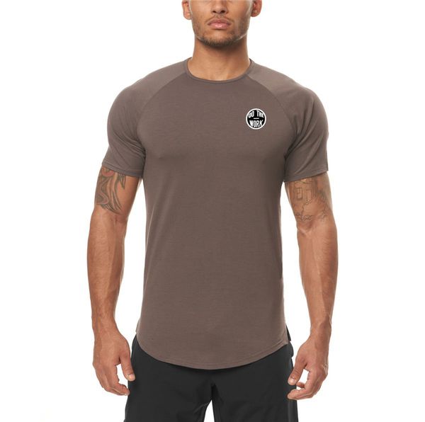 Raglan с коротким рукавом Slim Fit T рубашка мужская тренажерная спортивная одежда для бодибилдинга фитнес жесткая спортивная одежда футболка быстрая сухая тренировка футболка по футболу 210421