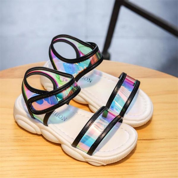 

sandals 2021 summer korean style big kids beach shoes fashion girl color older soft-soled non-slip 26-37, Black;red