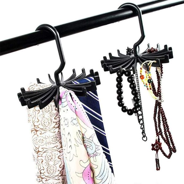 

hangers & racks 4pcs space saving twirl tie rack 360 degree rotating belt scarf hanger holder hook for closet storage neck