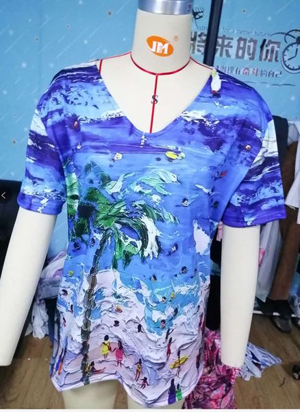 

women's t-shirt 2021 fashion summer printed short sleeve g6r4, White