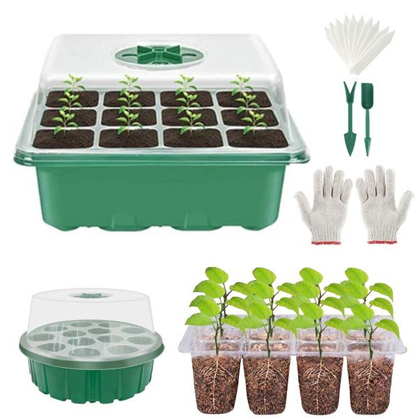 

planters & pots seed starter trays nursery seedling tray humidity adjustable switch garden decor accessories 12 cells per