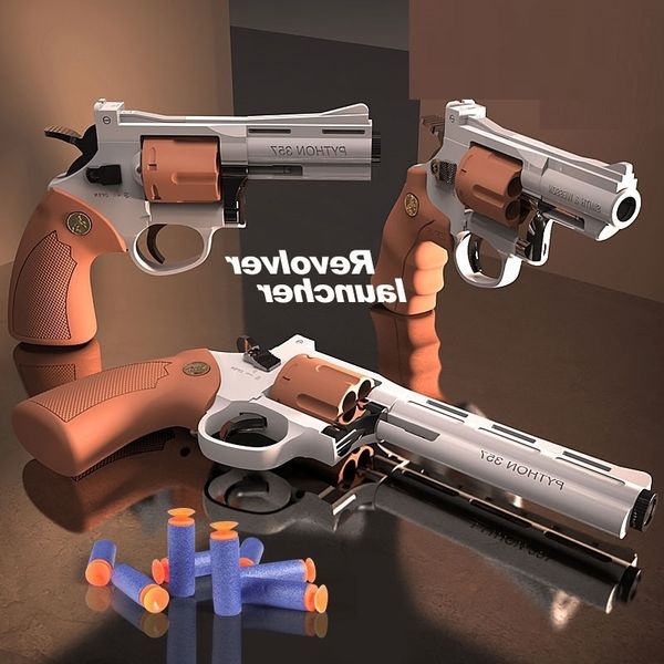 

5444zp5 revolver launcher safe soft bullet toy pistol weapon model airsoft pneumatic sun manual gun pistola for kids boys