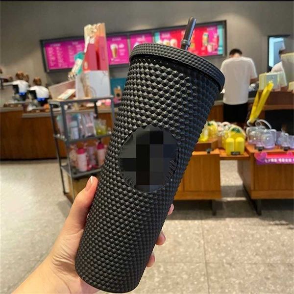 

starbucks double cherry red durian laser straw cup 710ml tumblers mermaid plastic cold water coffee cups gift mugq0a3