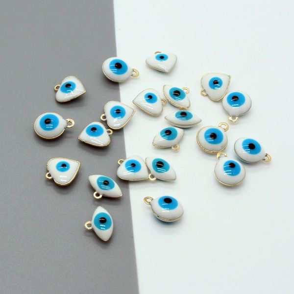 

charms 10pcs mix evil eye earring lucky demon bracelet connector pendants resin rhinestone charm jewelry making supplies, Bronze;silver