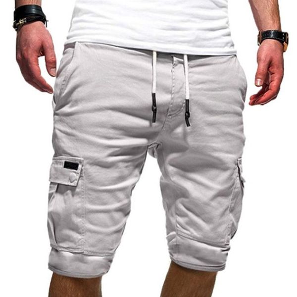 

men casual multi-pocket shorts lightweight quick dry breathable cargo a66 men's, White;black