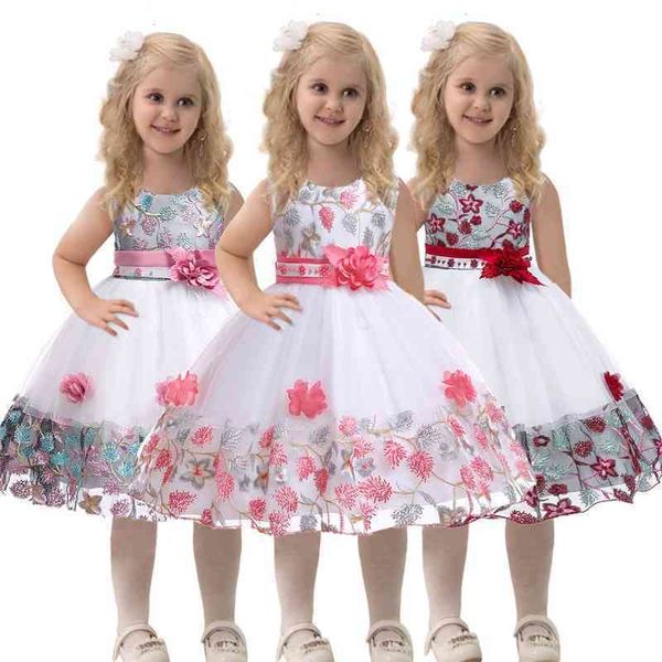 

selling dress stitched princess lace flower fluffy children's skirt, Red;yellow