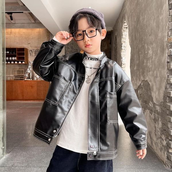 

jackets children spring autumn outerwear kids boys fashion black fur clothing teenagers casual leather jacket 5 6 7 8 9 10 11 12 13 14 y, Blue;gray