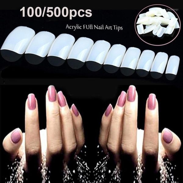 

100/500pcs false nails tips acrylic artificial nail art fake decoration1, Red;gold