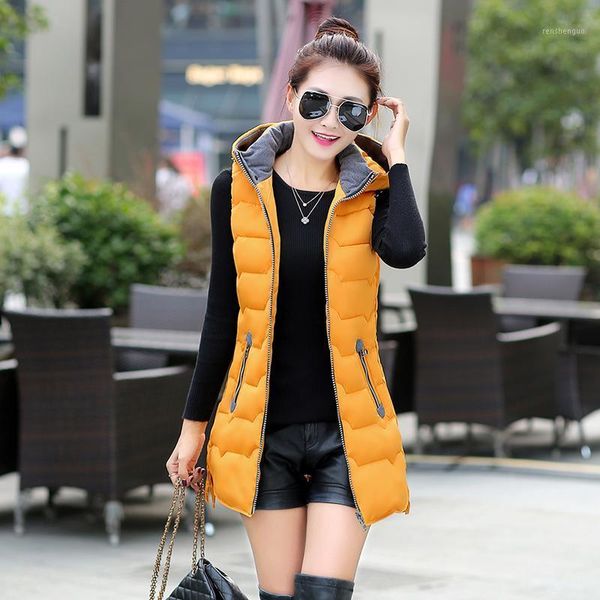 

women's vests plus size 5xl vest women clothing 2021 hooded waistcoat jacket coat long slim thickening warm coats jackets female red, Black;white
