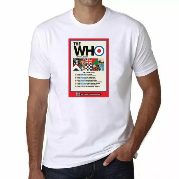 

the who tour 2020 white mens t-shirt men rock shirt, kids, White;black