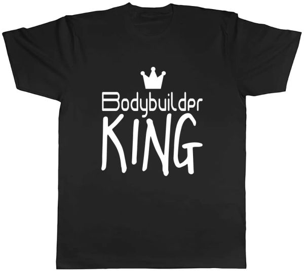 

bodybuilder king mens t-shirt tee, White;black