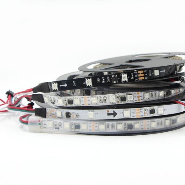

strips dc12v ws2811 ic smart pixel led strip light waterproof individually addressable 30/60pixels black/white pcb ip30/65/67